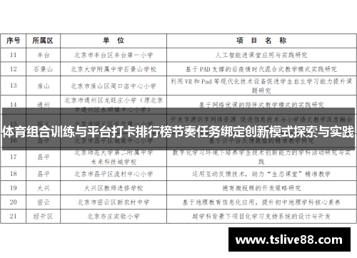 体育组合训练与平台打卡排行榜节奏任务绑定创新模式探索与实践